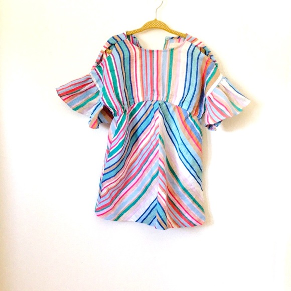 Zara Other - Zara frilled sleeves rainbow striped dress 5T